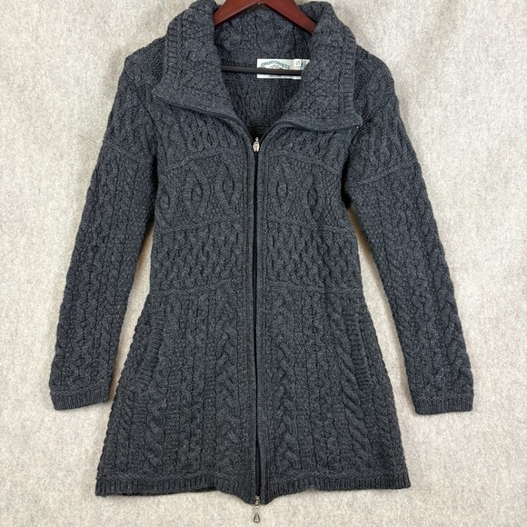 Aran Crafts Sweaters - Aran Crafts Ireland Cardigan Women S 100% Merino Wool Cable Knit Long Full Zip